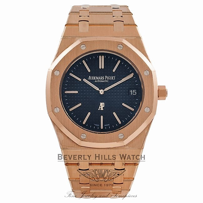 Audemars Piguet Royal Oak 39MM, Ultra Thin Rose Gold Blue Dial 15202OR.OO.1240OR.01 NDRAD3 - Beverly Hills Watch Store
