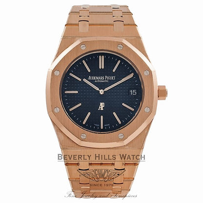 Audemars Piguet Royal Oak 39MM, Ultra Thin Rose Gold Blue Dial 15202OR.OO.1240OR.01 NDRAD3 - Beverly Hills Watch Store