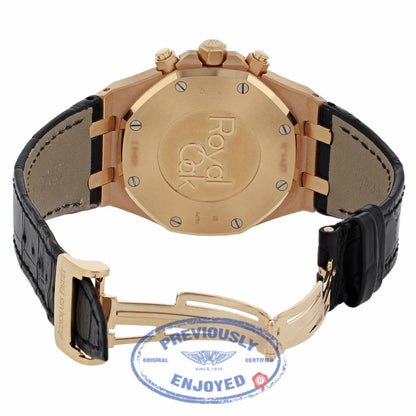 Audemars Piguet Royal Oak Chronograph 41MM Rose Gold Black Dial Black Alligator Strap 26320OR.OO.D002CR.01 23U77M - Beverly Hills Watch Company