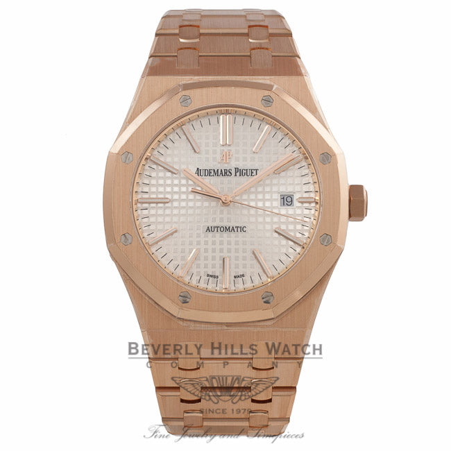 Audemars Piguet Royal Oak 41MM 18k Rose Gold Silver Dial 15400OR.OO.1220OR.02 0NVY3Q - Beverly Hills Watch Company Watch Store