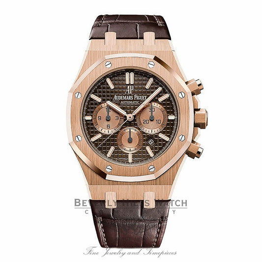 Audemars Piguet Royal Oak 41mm Rose Gold Chronograph Brown Dial  26331OR.OO.D821CR.01 TD8Z68 - Beverly Hills Watch