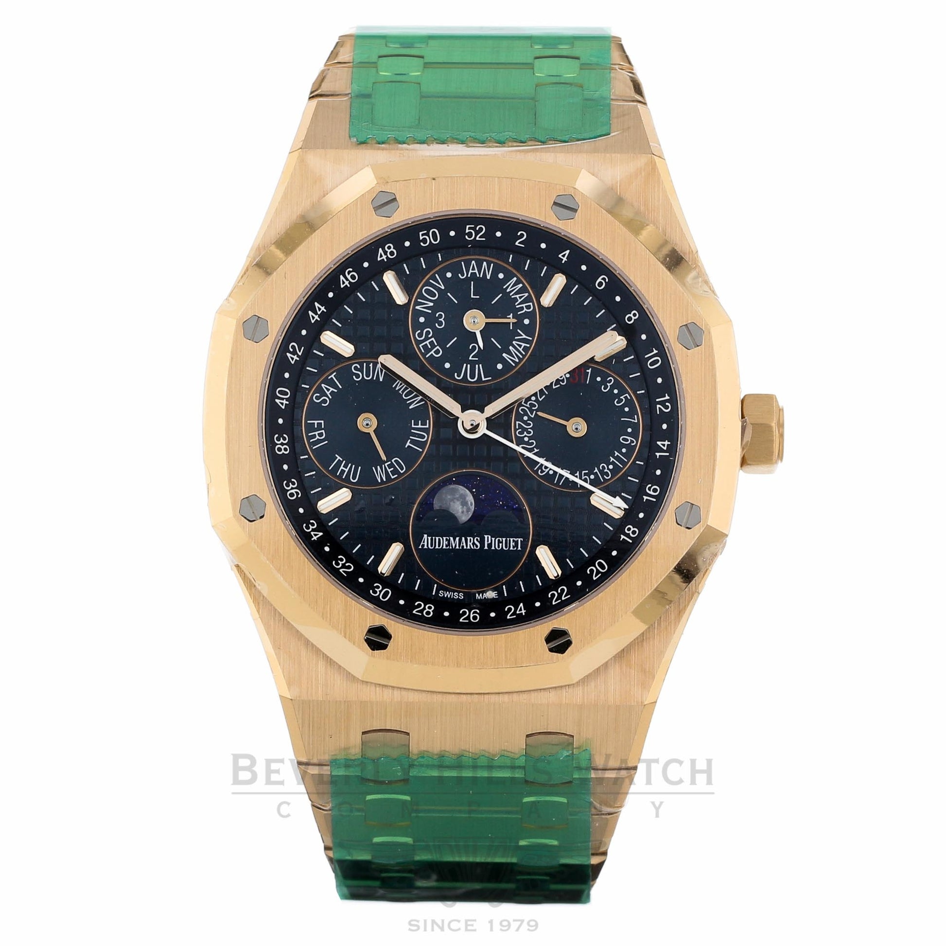 Audemars Piguet Royal Oak Perpetual Calendar Blue Dial Automatic Men's 18 Carat Rose Gold 26574OR.1220OR.02 375QDF - Beverly Hills Watch