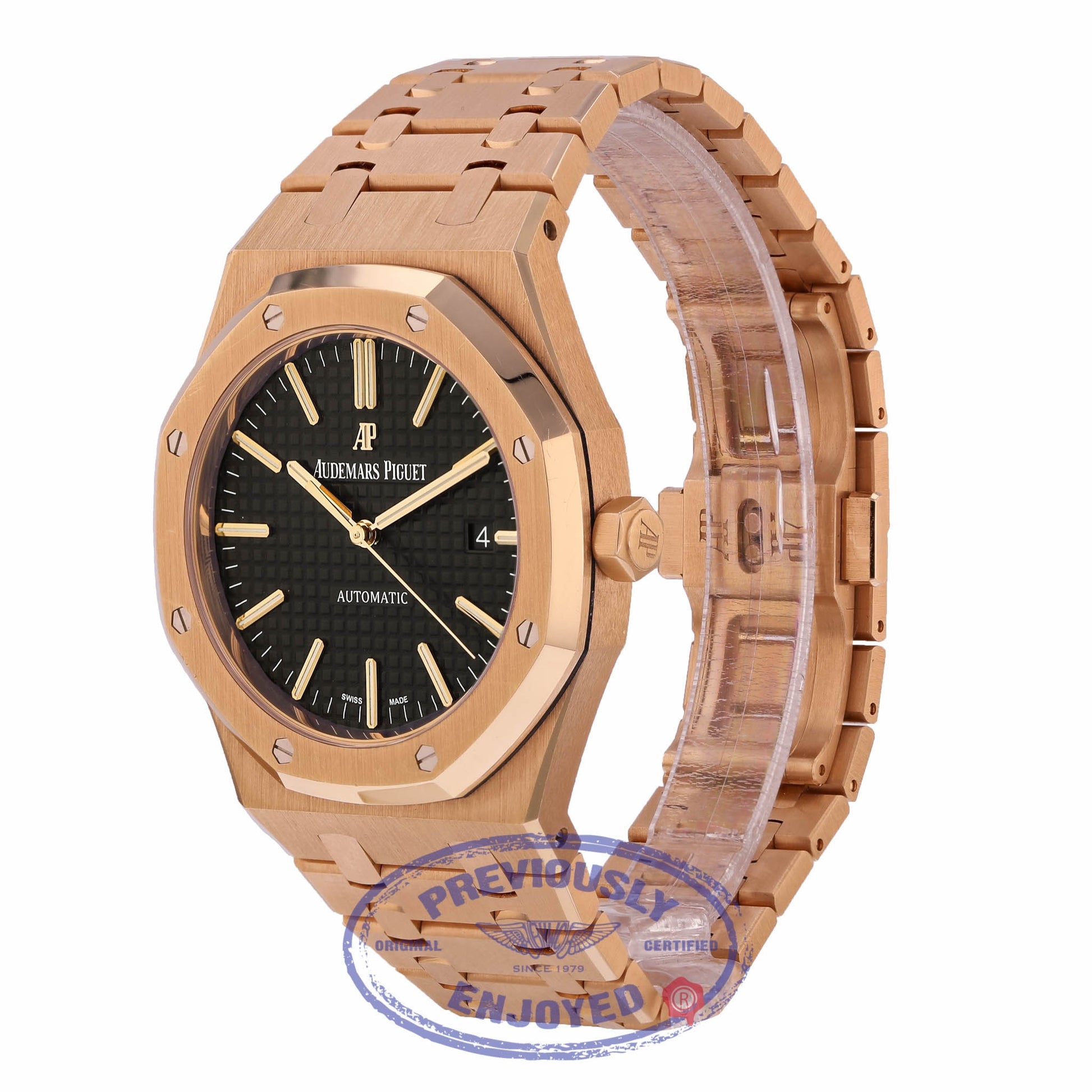 Audemars Piguet Royal Oak 41MM Rose Gold Black Dial 15400OR.OO.1220OR.01 N072WW - Beverly Hills Watch Company