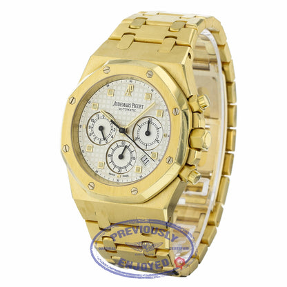 Audemars Piguet Royal Oak 39mm Chronograph Yellow Gold Silver Dial 25960BA.00.1185BA.01 XWC613 - Beverly Hills Watch