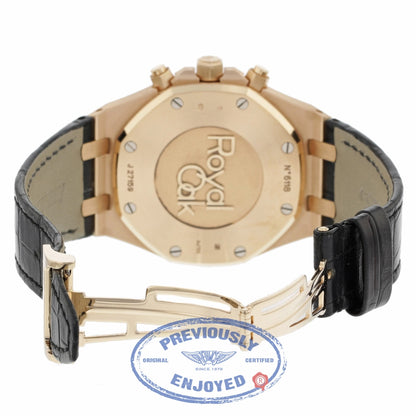 Audemars Piguet Royal Oak Chronograph 41MM Rose Gold Black Dial Black Alligator Strap 26320OR.OO.D002CR.01 LX0822 - Beverly Hills Watch Company