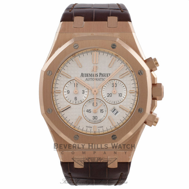 Audemars Piguet Royal Oak Chronograph 41MM 18k Rose Gold Silver Dial 26320OR.OO.D088CR.01 JWY7WP - Beverly Hills Watch Company Watch Store