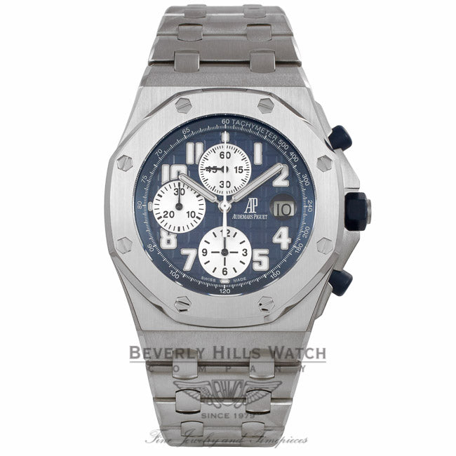 Audemars Piguet Royal Oak Offshore Chronograph Blue Dial Steel 25721ST.OO.1000ST.09.A - Beverly Hills Watch Company Watch Store