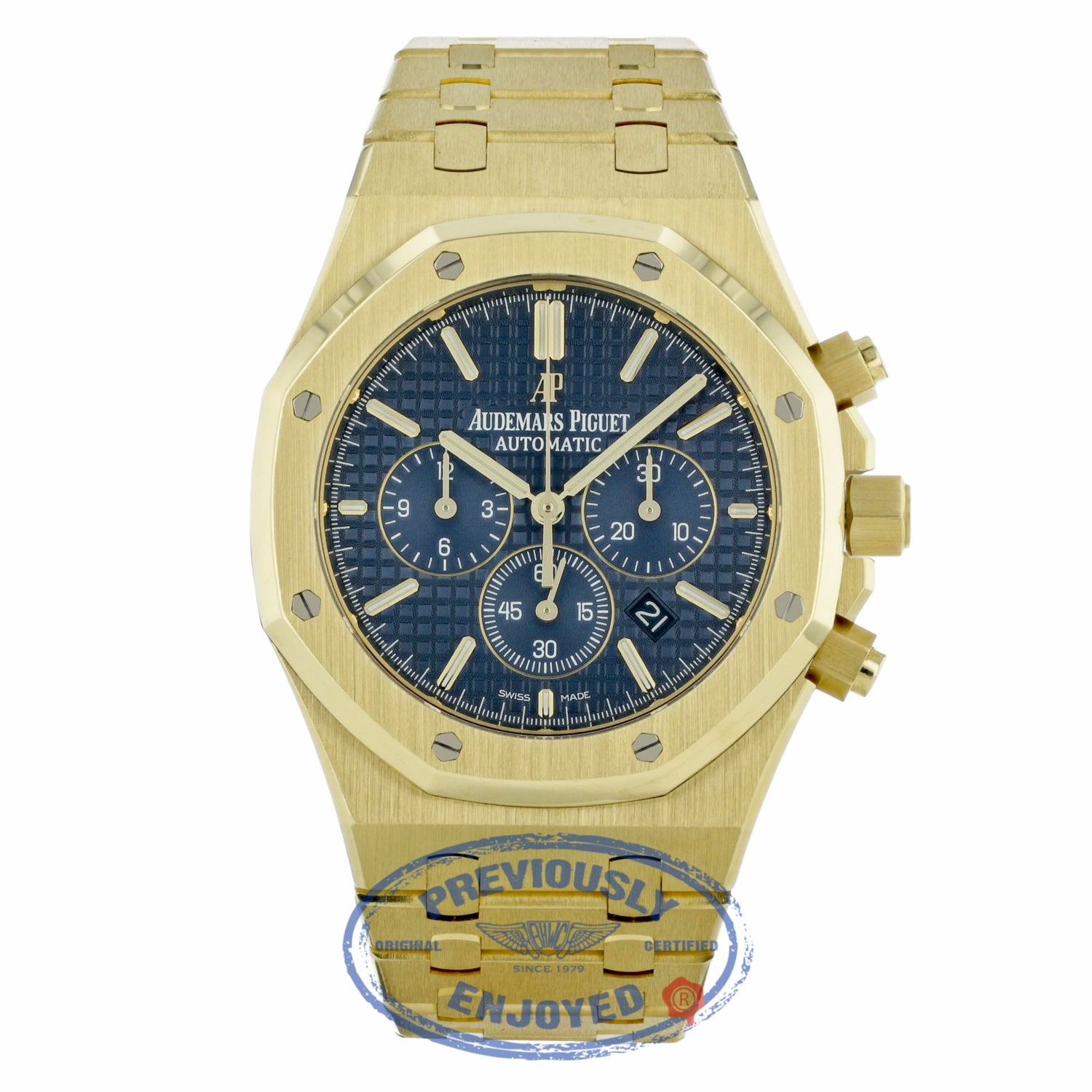 Audemars Piguet 41mm Royal Oak Blue Dial Automatic Chronograph 26320BA.OO.1220BA.02 A8YCU2 - Beverly Hills Watch
