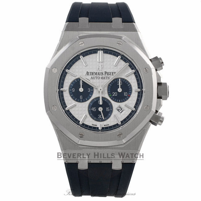 Audemars Piguet Royal Oak Chronograph Limited Edition Silver Dial Blue Subdial 26326ST.OO.D027CA.01 D9KNAL - Beverly Hills Watch Company Watch Store