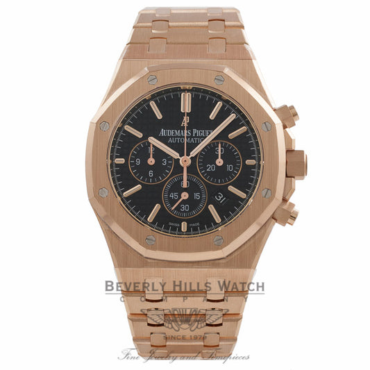 Audemars Piguet Royal Oak Chronograph 41mm Rose Gold Black Dial 26320OR.OO.1220OR.01 VFDC54 - Beverly Hills Watch Company