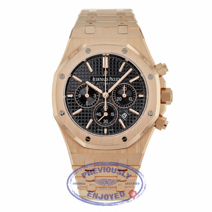 Audemars Piguet Royal Oak Chronograph 41mm Rose Gold Black Dial 26320OR.OO.1220OR.01 MLJRDD - Beverly Hills Watch Company