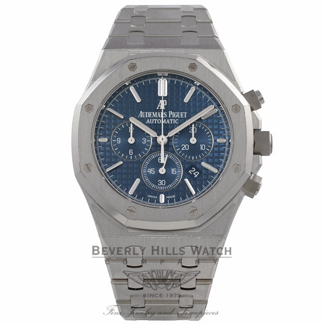 Audemars Piguet Royal Oak Chronograph 41MM Stainless Steel Blue Dial 26320ST.OO.1220ST.03 4UZRAR - Beverly Hills Watch Company Watch Store