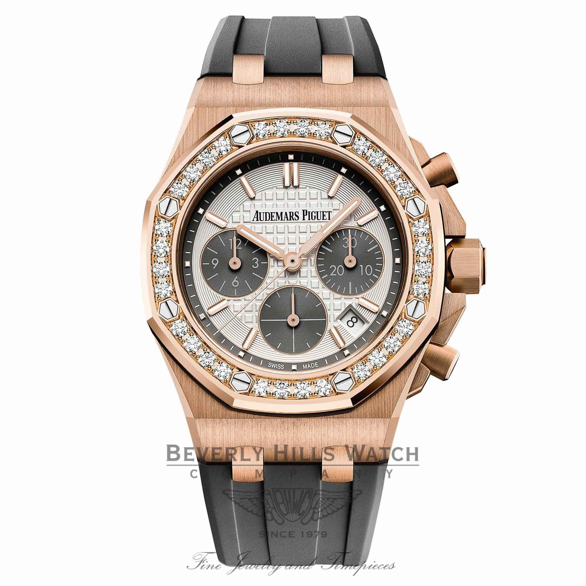 Audemars Piguet Royal Oak Offshore 37mm Rose Gold Diamond Bezel Silver ...