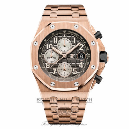 Audemars Piguet Royal Oak Offshore 42mm Rose Gold Charcoal Brown Dial Rose Gold Bracelet 26470OR.00.1000OR.02 MAV1DX - Beverly Hills Watch