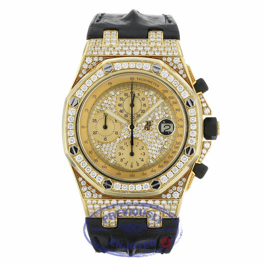 Audemars Piguet Royal Oak Offshore 42mm Yellow Gold Factory Set Diamond Bezel 26067BA.ZZ.D088CR.01 C6QDR7 - Beverly Hills Watch