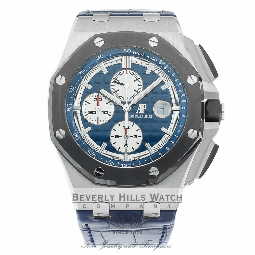 Audemars Piguet Royal Oak Offshore Blue Alligator Leather 26401PO.OO.A018CR.01 V4JL64 - Beverly Hills Watch