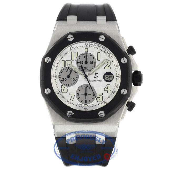 Audemars Piguet Royal Oak Offshore 44MM Chronograph Stainless Steel White Dial 25940SK.OO.D002CA.02A ZJK8XP - Beverly Hills Watch Company
