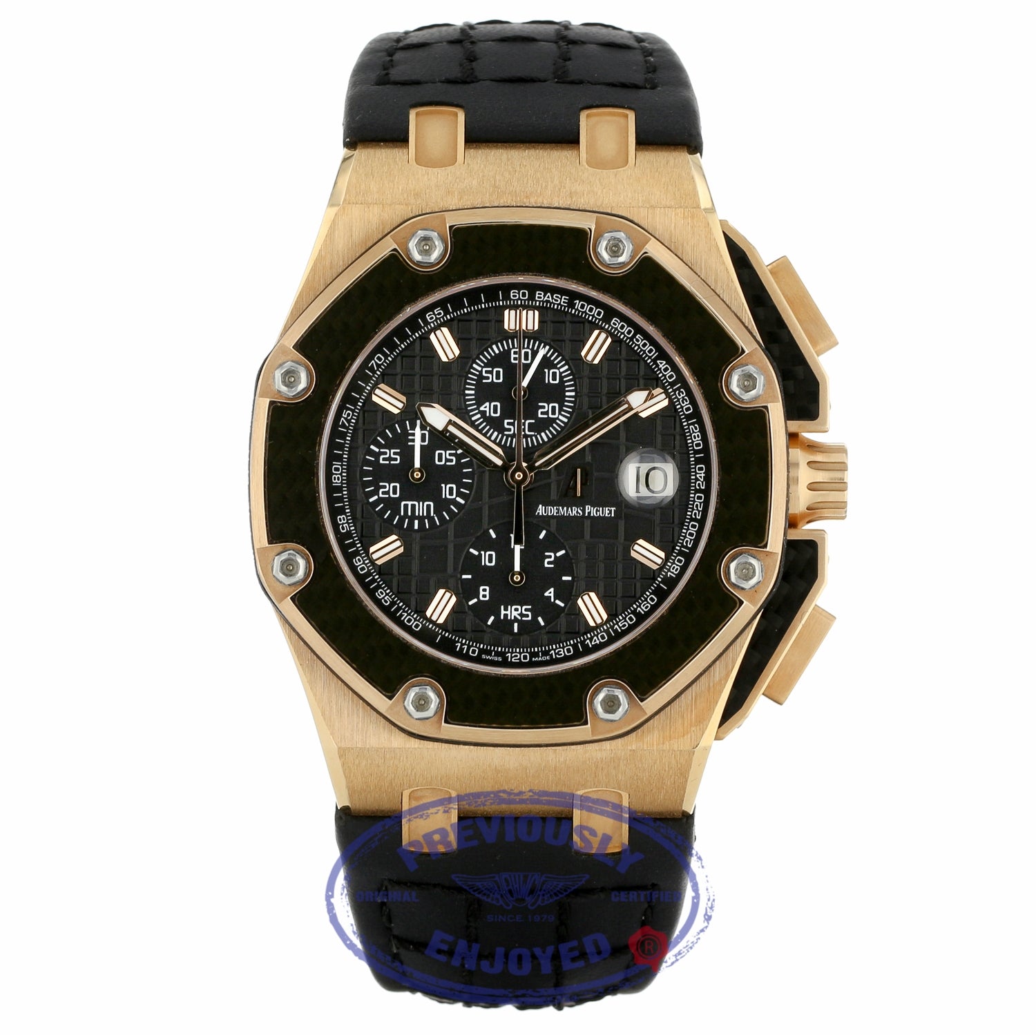Audemars Piguet Royal Oak Offshore 45mm Juan Pablo Montoya 18k Rose Gold Black Leather 26030RO.OO.D001IN.01 2TWRJA - Beverly Hills Watch