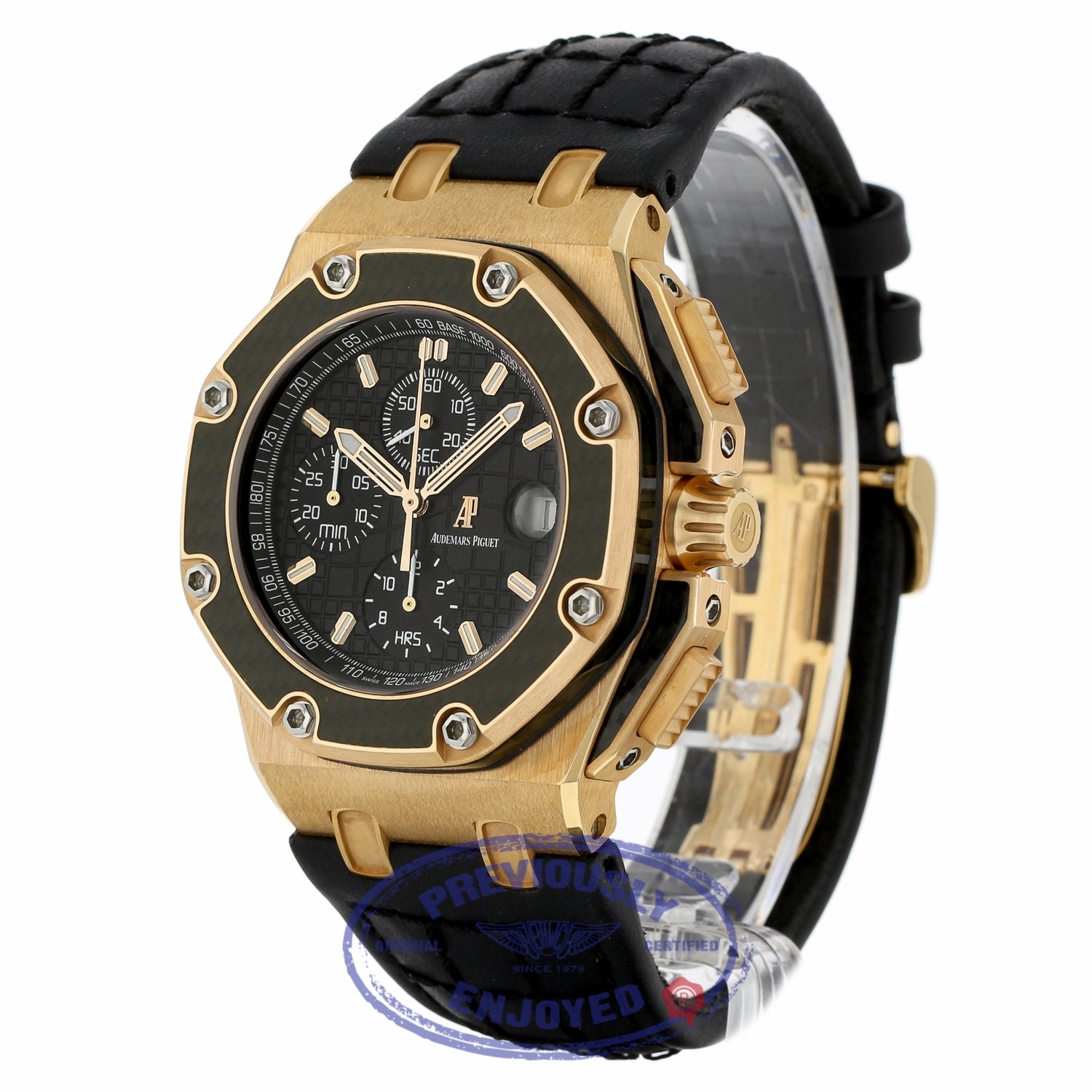 Audemars Piguet Royal Oak Offshore 45mm Juan Pablo Montoya 18k Rose Gold Black Leather 26030RO.OO.D001IN.01 2TWRJA - Beverly Hills Watch