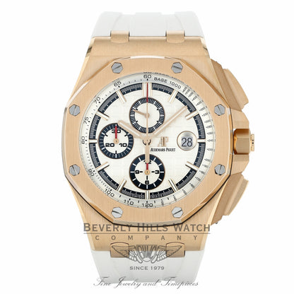 Audemars Piguet Offshore 44mm Rose Gold White Dial White Rubber Strap Summer Edition 26408OR.OO.A010CA.01 1L7312 - Beverly Hills Watch