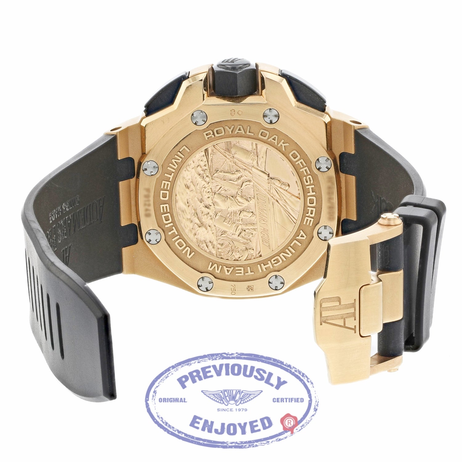 Audemars Piguet 44mm Black Dial Chronograph 18k Rose Gold Black Rubber 26062OR.OO.A002CA.01 Q6XA9L - Beverly Hills Watch