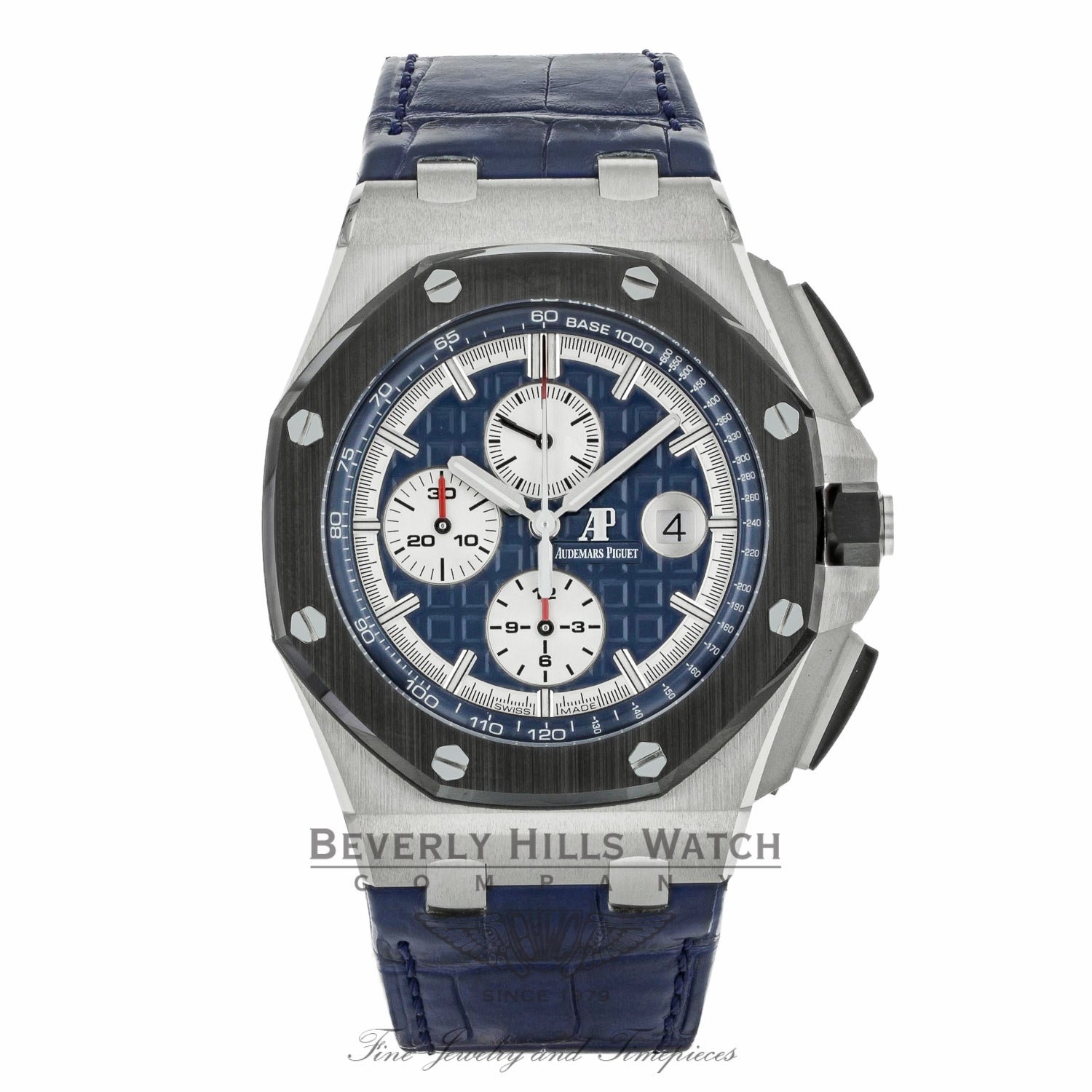 Audemars Piguet Royal Oak Offshore 44mm Platinum Blue Dial 26401PO.00.A018CR.01 V4JL64 - Beverly Hills Watch