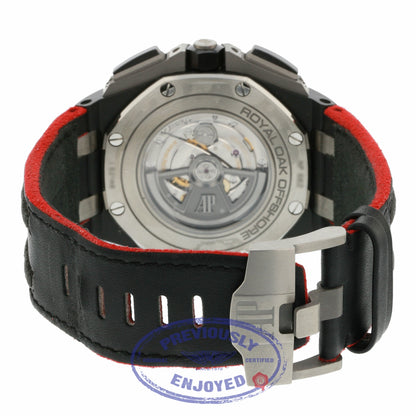 Audemars Piguet 44mm Offshore Chronograph Black Ceramic Bezel Black Dial Rubber Strap 26405CE.OO.A002CA.01 DQDJTR - Beverly Hills Watch Company
