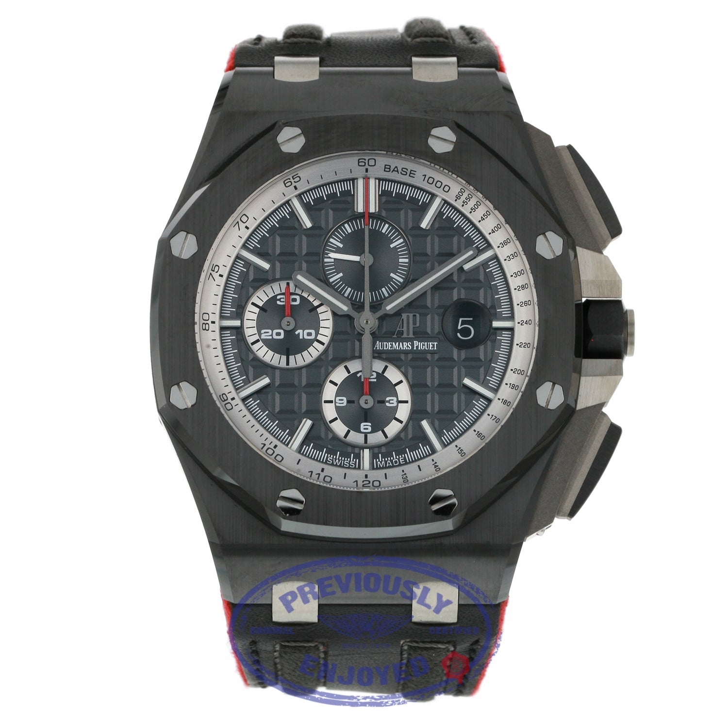Audemars Piguet 44mm Offshore Chronograph Black Ceramic Bezel Black Dial Rubber Strap 26405CE.OO.A002CA.01 DQDJTR - Beverly Hills Watch Company