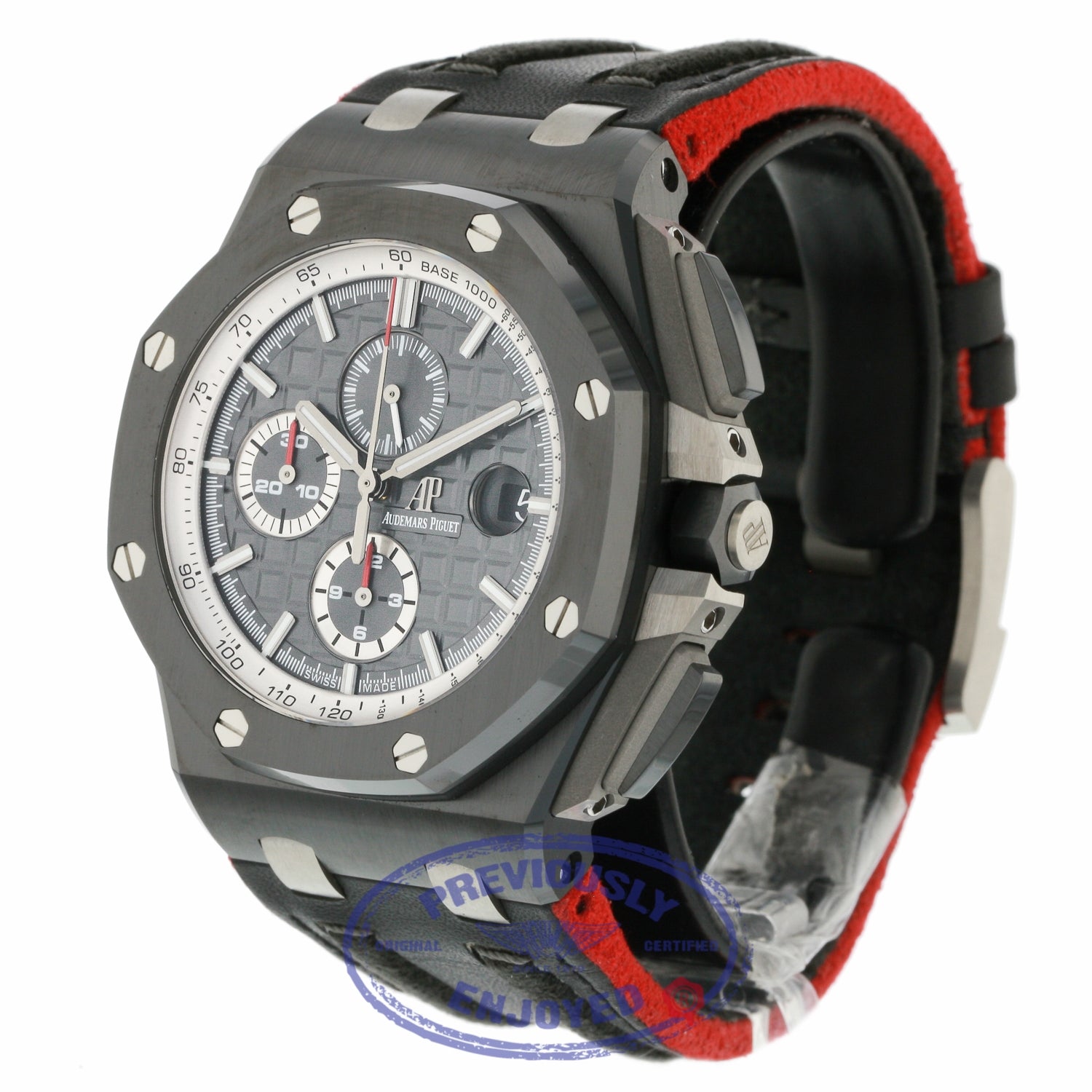 Audemars Piguet 44mm Offshore Chronograph Black Ceramic Bezel Black Dial Rubber Strap 26405CE.OO.A002CA.01 DQDJTR - Beverly Hills Watch Company