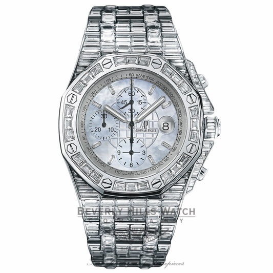 Audemars Piguet Royal Oak Offshore Chronograph Mother of Pearl Dial Diamond Bezel Case and Bracelet 26174BC.ZZ.8042BC.01 - Beverly Hills Watch Company Watch Store