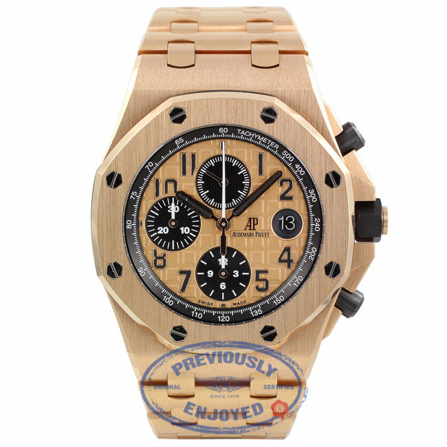 Audemars Piguet Royal Oak Offshore Chronograph 42MM 18k Rose Gold Automatic Rose Gold Dial Black Subdials 26470.OR.OO.1000OR.01 TTKDY9  - Beverly Hills Watch Company