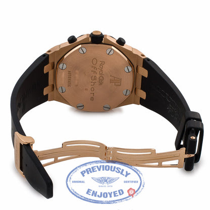 Audemars Piguet Royal Oak Offshore "Rubber Clad" 18k Rose Gold Grey Dial Black Rubber Strap 25940OK.OO.D002CA.01.A UPDP4T - Beverly Hills Watch Company Watch Store