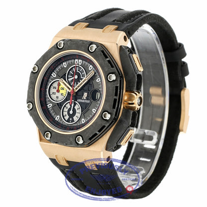 Audemars Piguet Royal Oak Offshore Grand Prix Chronograph Alinghi 18k Rose Gold Black Carbon Black Dial Black Leather Strap 26290RO.OO.A001VE.01 YME0NA - Beverly Hills Watch Company