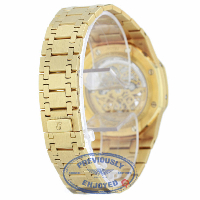 Audemars Piguet Royal Oak Perpetual Calendar Yellow Gold Skeleton Dial Watch 39MM 25829BA.OO.0944BA.01 JT1F40 - Beverly Hills Watch Company