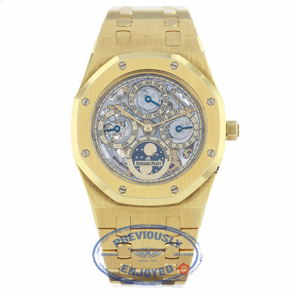 Audemars Piguet Royal Oak Perpetual Calendar Yellow Gold Skeleton Dial Watch 39MM 25829BA.OO.0944BA.01 JT1F40 - Beverly Hills Watch Company