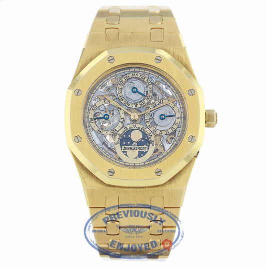 Audemars Piguet Royal Oak Perpetual Calendar Yellow Gold Skeleton Dial Watch 39MM 25829BA.OO.0944BA.01 JT1F40 - Beverly Hills Watch Company
