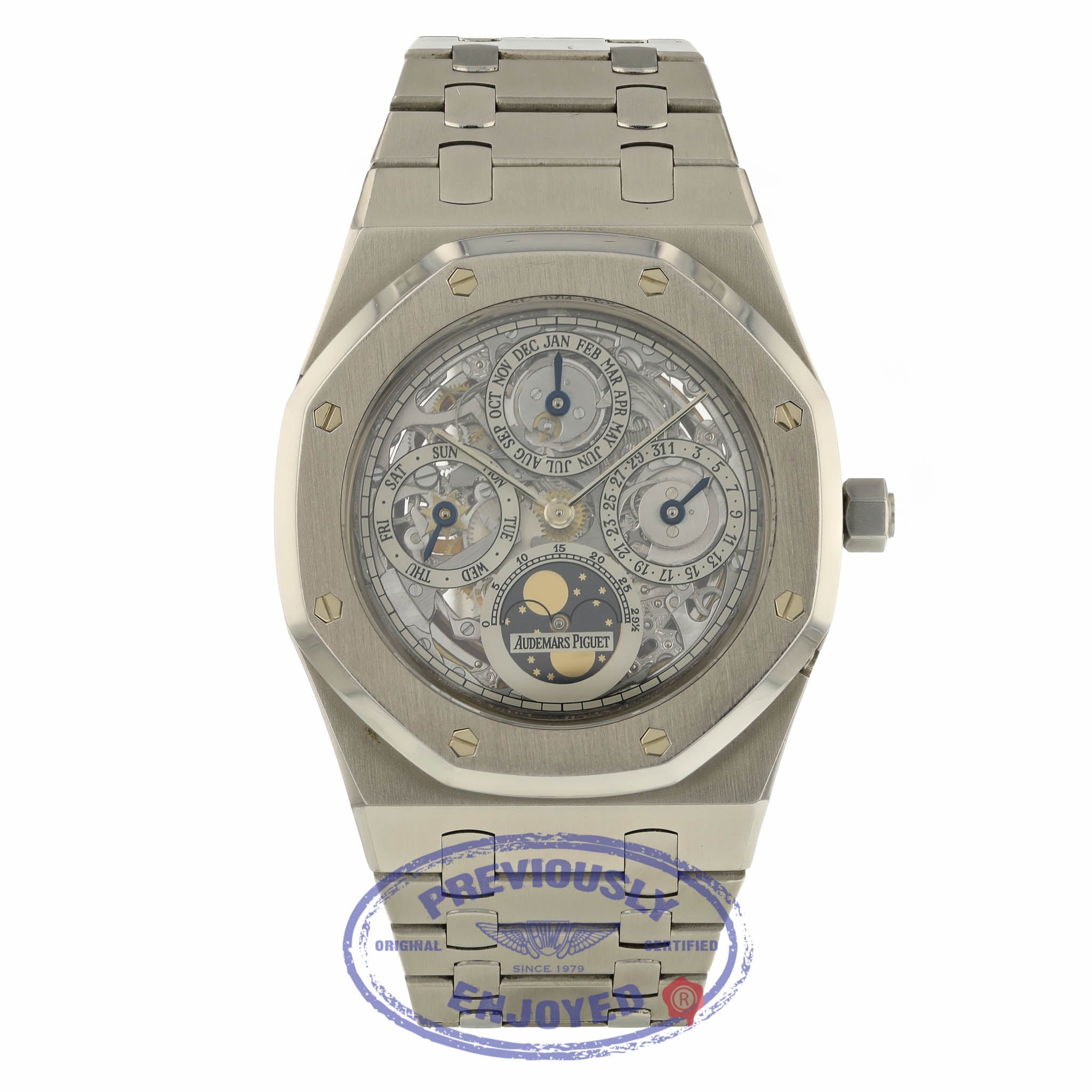 新品　フローレンス ジョゼッペ・アルマーニ　説明書、証明書付き Audemars Piguet Royal Oak 39mm Skeleton Perpetual Calendar 25636ST