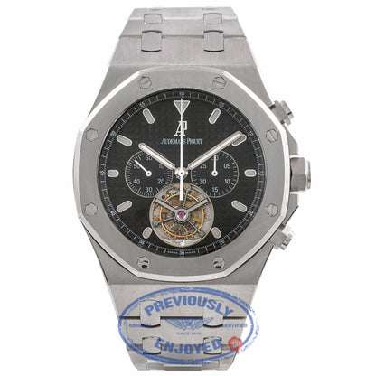 Audemars Piguet Royal Oak Tourbillon Chronograph Hand-Wind Black Dial Stainless Steel Bracelet 25977ST.OO.D002CR.01 8MYMZ9 - Beverly Hills Watch Company Watch Store