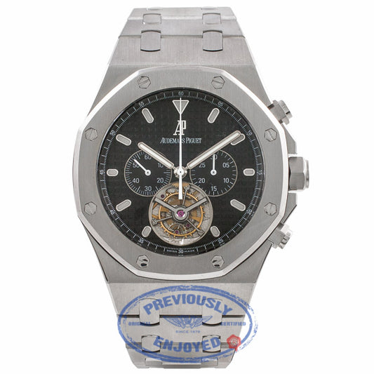 Audemars Piguet Royal Oak Tourbillon Chronograph Hand-Wind Black Dial Stainless Steel Bracelet 25977ST.OO.D002CR.01 8MYMZ9 - Beverly Hills Watch Company Watch Store