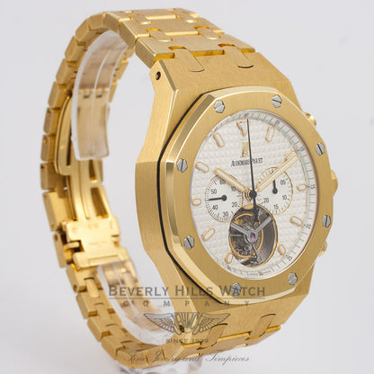 Audemars Piguet Royal Oak Tourbillon Chronograph 44mm Yellow Gold Bracelet Manual Wind Watch 25977BA.OO.1205BA.02 Beverly Hills Watch Company Watch Store