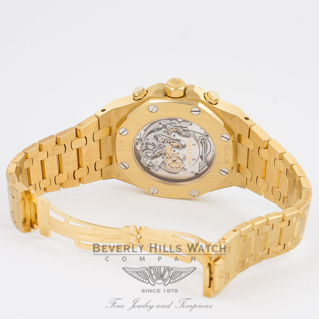 Audemars Piguet Royal Oak Tourbillon Chronograph 44mm Yellow Gold Bracelet Manual Wind Watch 25977BA.OO.1205BA.02 Beverly Hills Watch Company Watch Store