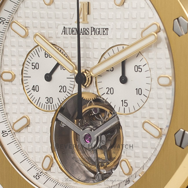 Audemars Piguet Royal Oak Tourbillon Chronograph 44mm Yellow Gold Bracelet Manual Wind Watch 25977BA.OO.1205BA.02 Beverly Hills Watch Company Watch Store