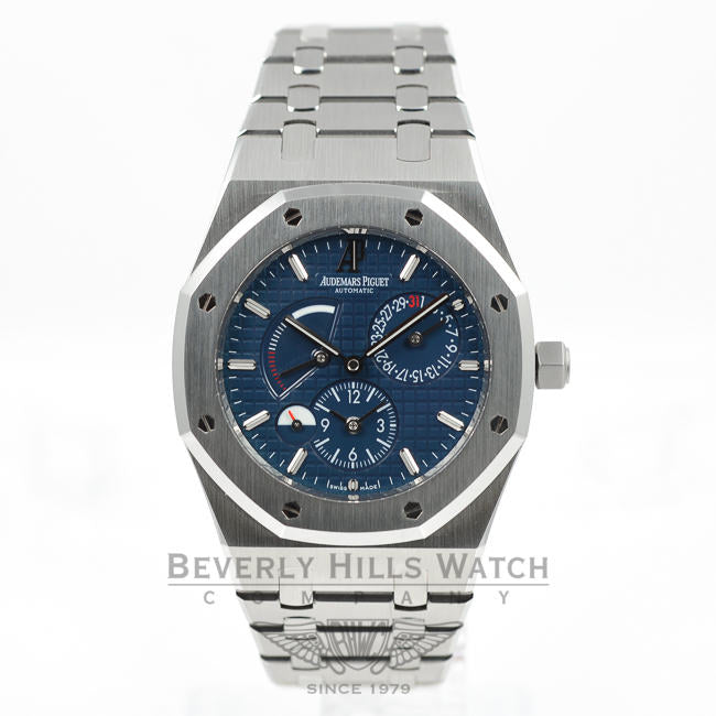 Audemars Piguet Royal Oak Dual Time Stainless Steel Blue Dial Watch 26120ST.OO.1220ST.02 Beverly Hills Watch Company Watches