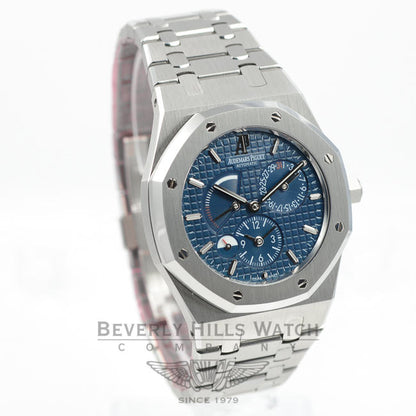 Audemars Piguet Royal Oak Dual Time Stainless Steel Blue Dial Watch 26120ST.OO.1220ST.02 Beverly Hills Watch Company Watches