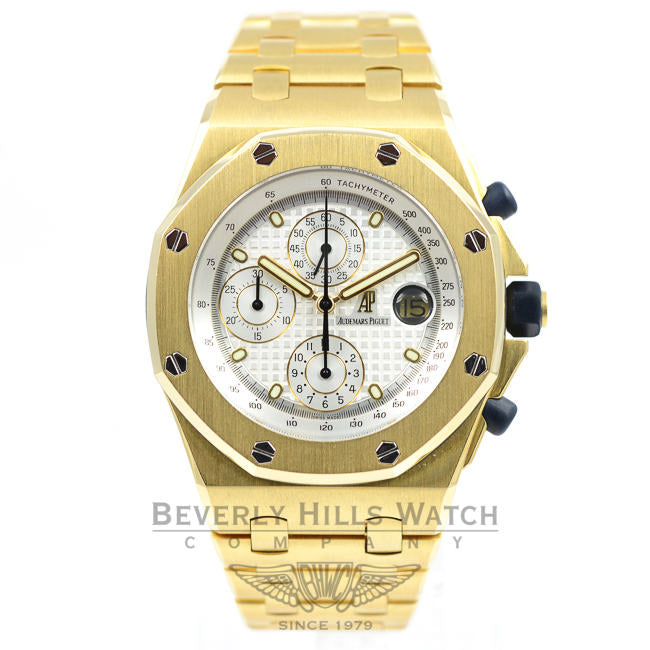 Audemars Piguet Royal Oak Offshore Chronograph 44mm White Dial 18K YellowGold Watch 25721BA.OO.1000BA.03 Beverly Hills Watch Company Watches