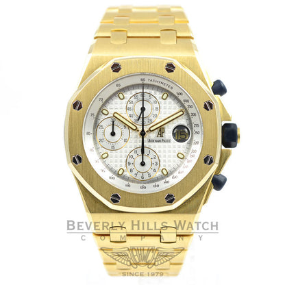 Audemars Piguet Royal Oak Offshore Chronograph 44mm White Dial 18K YellowGold Watch 25721BA.OO.1000BA.03 Beverly Hills Watch Company Watches