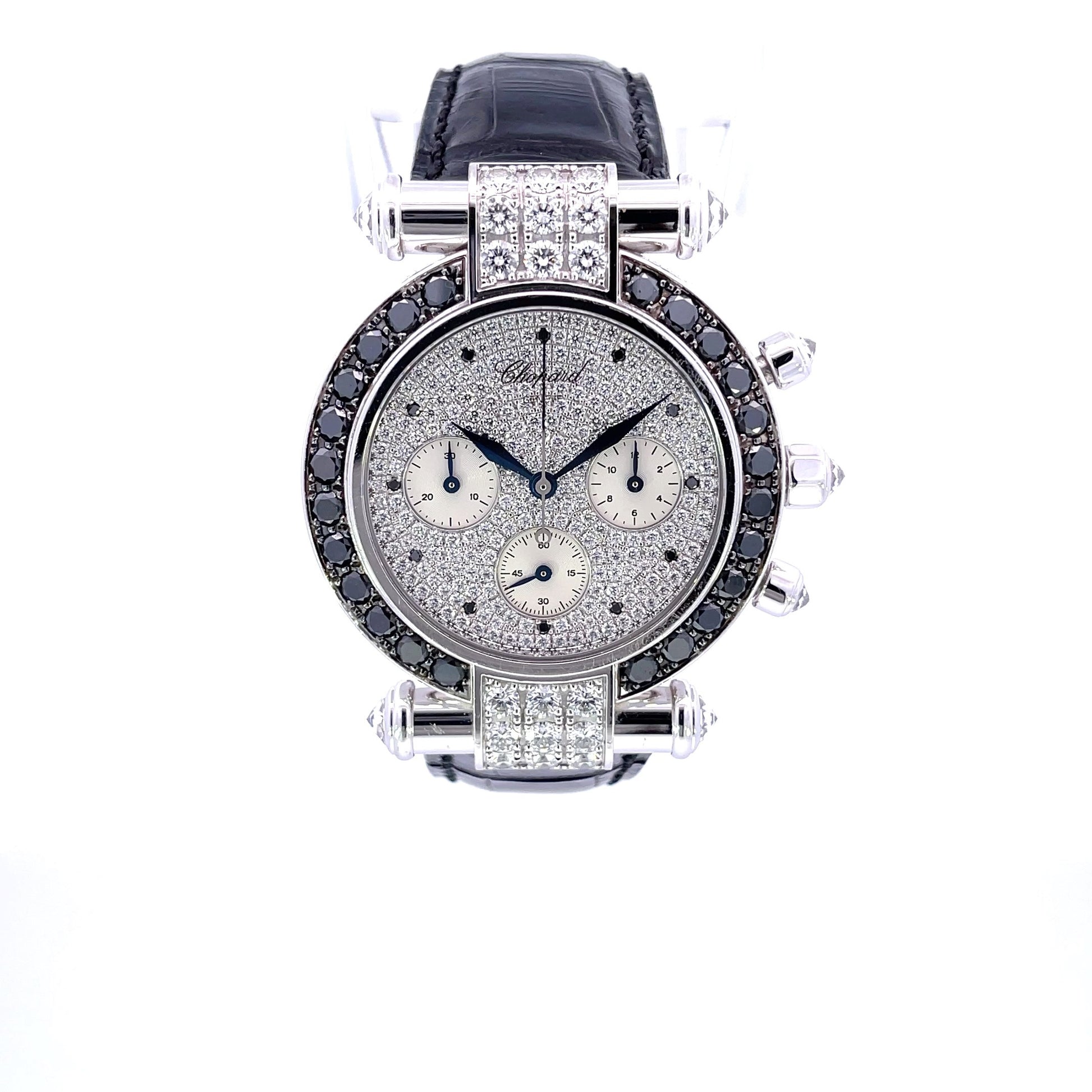 Chopard Imperiale 38mm White Gold Chronograph Pave Diamonds 373421-1008 - Beverly Hills Watch Company