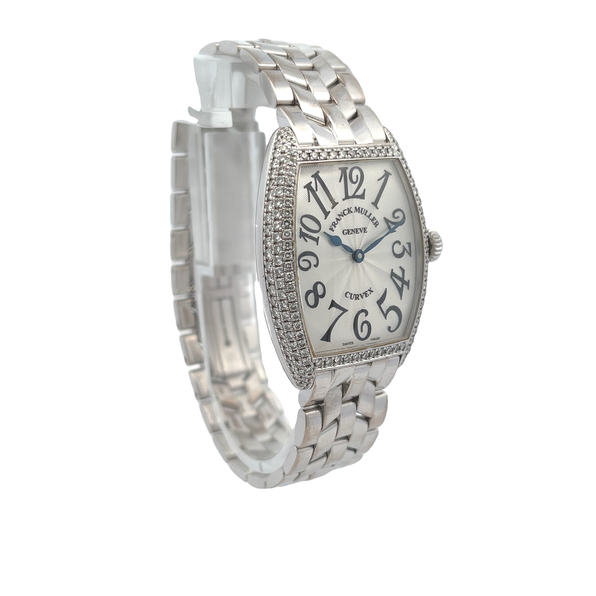 Franck Muller Curvex Medium White Gold Diamond Case 7502 QZD - Beverly Hills Watch Company