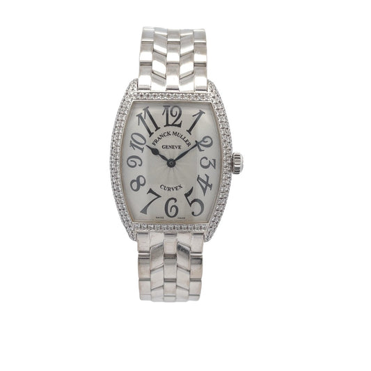 Franck Muller Curvex Medium White Gold Diamond Case 7502 QZD - Beverly Hills Watch Company