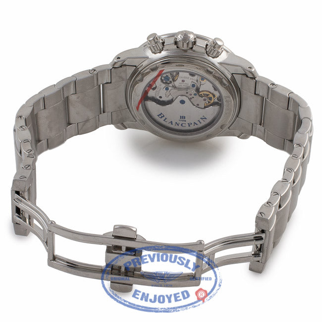 Blancpain "Leman" Flyback Chronograph Automatic 40MM Stainless Steel Black Dial Bracelet 2885F.1130.71 KQA9MD - Beverly Hills Watch Company Watch Store